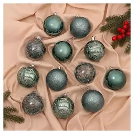 Набор шаров пластик D- 7 см, 12 шт "Фестиваль" зелёный