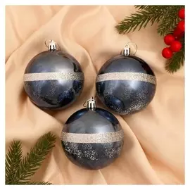 Набор шаров пластик D-8 см, 3 шт "Юнона" синий