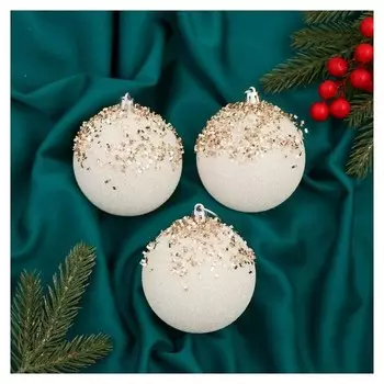 Набор шаров пластик D-8 см, 3 шт "Новелла блеск" золото