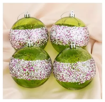 Набор шаров пластик D-8 см, 4 шт "Аморет" зелёный