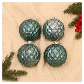 Набор шаров пластик D-8 см, 4 шт "Грейна" зелёный