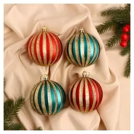 Набор шаров пластик D-8 см, 4 шт "Марианн"