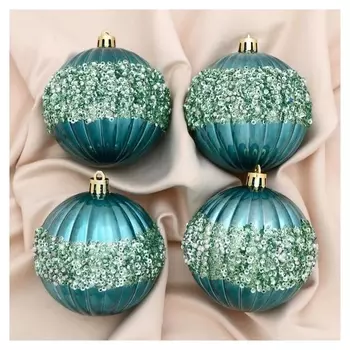 Набор шаров пластик D-8 см, 4 шт "Рокси" зелёный