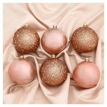 Набор шаров пластик D-8 см, 6 шт "Джейн лёд" песочный