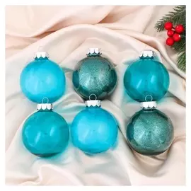 Набор шаров пластик D-8 см, 6 шт "Фелиция" изумрудный