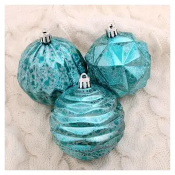 Набор шаров пластик D-8 см, 6 шт "Галактика" зелёный