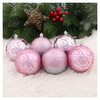 Набор шаров пластик D-8 см, 6 шт "Лагуна" розовый