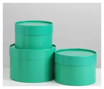 Набор шляпных коробок 3 в1 (16*10,14*9,13*8,5) морская волна