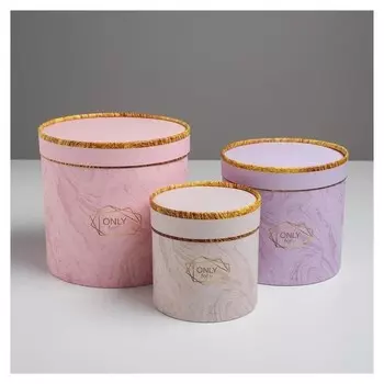 Набор шляпных коробок 3 в 1 «Мрамор», 12 х 12 - 18 х 18 см