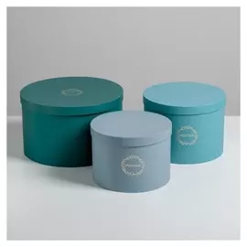 Набор шляпных коробок для цветов 3 в 1 «Бирюза», 18 × 13 см - 25 × 15 см