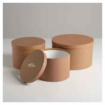 Набор шляпных коробок для цветов 3 в 1 «Крафт», 18 × 13 см - 25 × 15 см