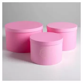 Набор шляпных коробок для цветов 3 в 1 «Розовые мечты», 18 × 13 см - 25 × 15 см