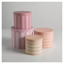 Набор шляпных коробок для цветов 4 в 1 «Полоски», 14 × 13 см - 20 × 17,5 см