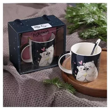 Набор "Снежная нежность", кружка 350 мл, ложка