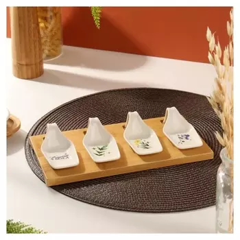 Набор соусников на подставке "Волшебство вкуса", 4 шт, 25 х 12,5 см