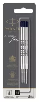 Набор стержней 3шт для шарик ручки Parker Quinkflow, черные, средние 1.0мм, блистер
