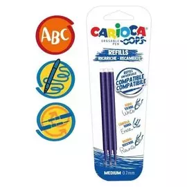 Набор стержней для гелевой стираемой ручки Carioca "Oops", чернила синие, 3 штуки, 111 мм, 0,7 мм, блистер