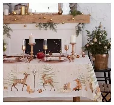 Набор столовый этель "Christmas Forest" скатерть 150*220 +/-3см с гмво, салф.40х40см - 12шт