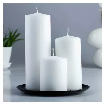 Набор свечей белый с тарелкой