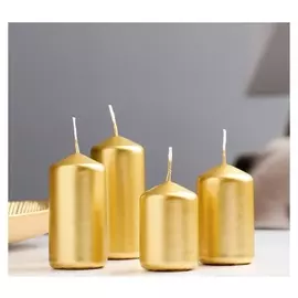 Набор свечей-цилиндров, лакированный, 4х6, 4х75, 4х90, 4х105 см, 4 штуки, золотой