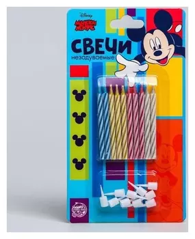 Набор свечей незадуваемые для торта, микки маус
