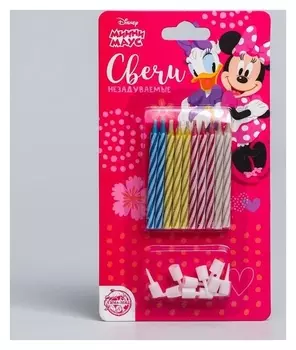 Набор свечей незадуваемые для торта, минни маус