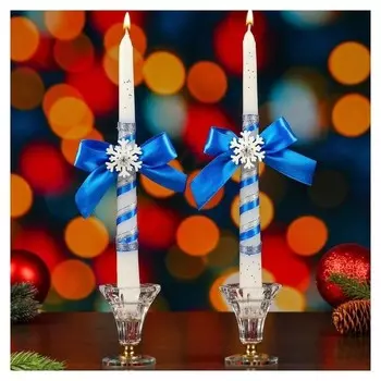 Набор свечей новогодний Снежинка 24х2 см