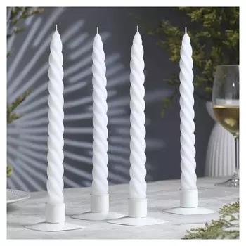 Набор свечей витых, 2,3х 24,5 см, 4 штуки, белый