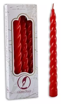 Набор свечей витых, 2,3х 24,5 см, 4 штуки, красный