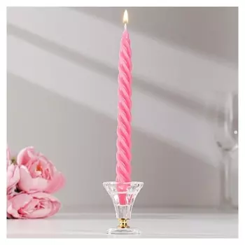 Набор свечей витых, 2,3х 24,5 см, 4 штуки, тёмно-розовая