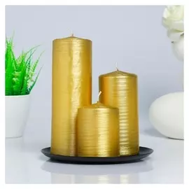 Набор свечей Золотой с тарелкой