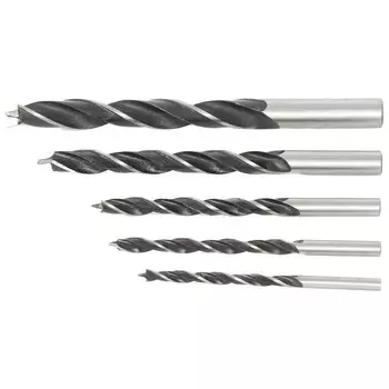 Набор сверл по дереву, 4-5-6-8-10 мм, 5 шт, цилиндрический хвостовик
