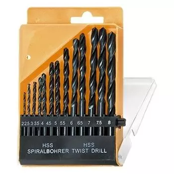 Набор сверл по металлу, 2-8 мм, (Через 0.5 мм), Hss, 13 шт, цилиндрический хвостовик