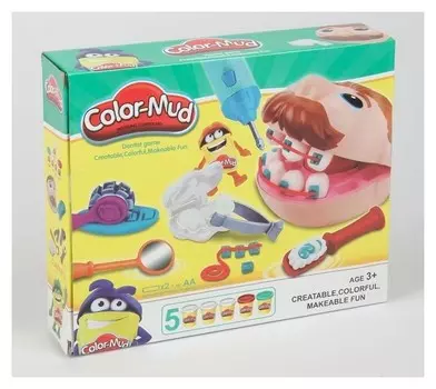 Набор теста для лепки "Стоматолог", 5 баночек по 60 г