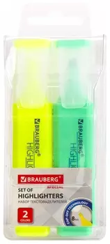 Набор текстовыделителей Brauberg 2 шт., желтый/зеленый, "Special", линия 1-5 мм, 151898
