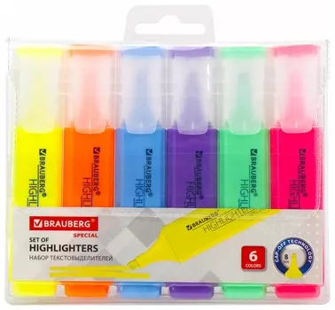 Набор текстовыделителей Brauberg 6 шт., "Special", линия 1-5 мм, 151901