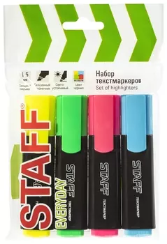 Набор текстовыделителей Staff "Everyday" Hl-116, 4 шт., линия 1-5 мм, 150116