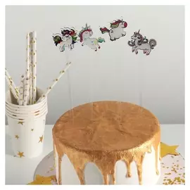 Набор топперов на пирожное «Счастливый единорог», 4 шт