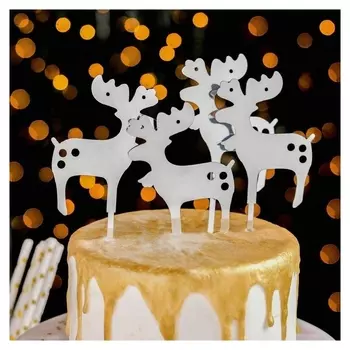 Набор топперов «Олени», 4 шт, цвет серебристый