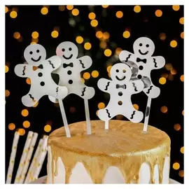 Набор топперов «Пряничный человечек», 4 шт, цвет серебристый