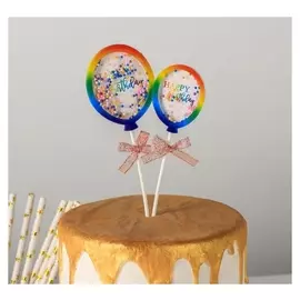 Набор топперов «Шары», 2 шт, 18,5×8 см, цвет радужный