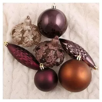 Набор украшений пластик 22 шт "Андромеда" (4 сосульки, 18 шаров) коричневые тона