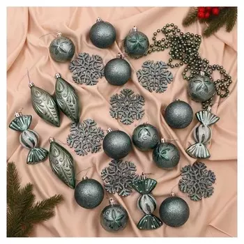 Набор украшений пластик 36 шт "Чудесный день" зелёный