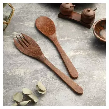 Набор вилка и ложка из кокоса "Бали" 30 см