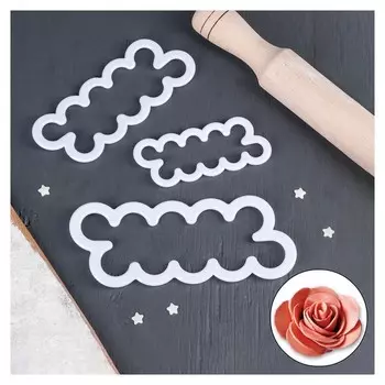 Набор выемок кондитерских для марципана и теста "Бутон", 3 шт, 16,5х7/13х5/10х4 см