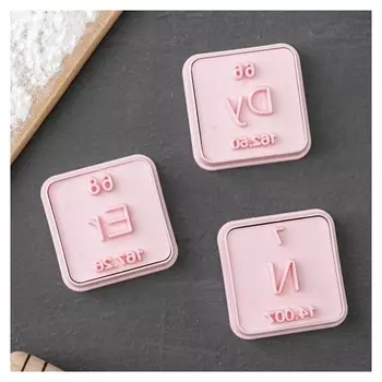 Набор выемок кондитерских «Таблица менделеева», 3 шт, цвет розовый