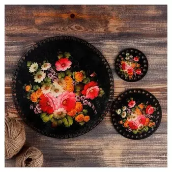 Набор заготовок для вязания "Круг жостовская роспись №1" (3 в 1), донышки, 10,15,30 см