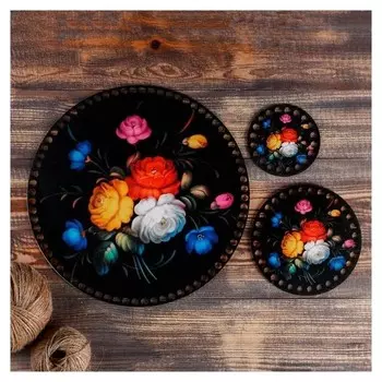 Набор заготовок для вязания "Круг жостовская роспись №2" (3 в 1), донышки, 10,15,30 см