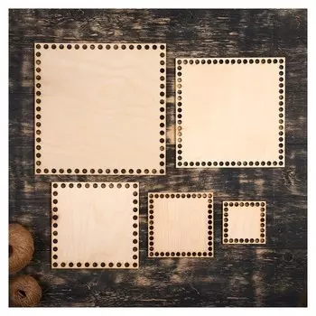 Набор заготовок для вязания "Квадрат" (5 в 1), донышко фанера 3 мм, 10/15/20/25/30 см