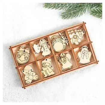 Набор заготовок в коробочке «Ёлочные украшения» 24 элемента